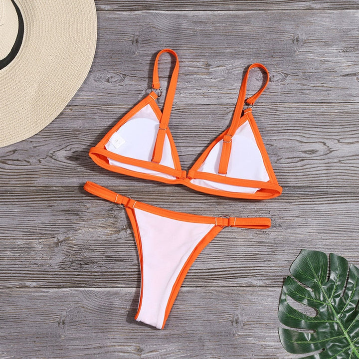 Mirla | Orange bikini med ringdetaljer-Eva Jonsson