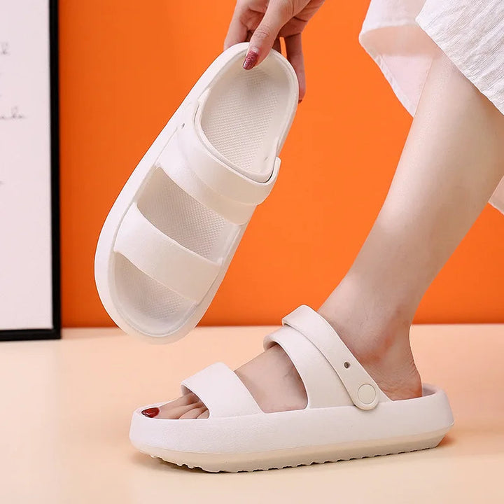Mirla | Ortopeder Sandaler Comfort Plus Tofflor med Dubbelremmar Vadderade, Avslappnade Slip-On-Sandaler-Eva Jonsson