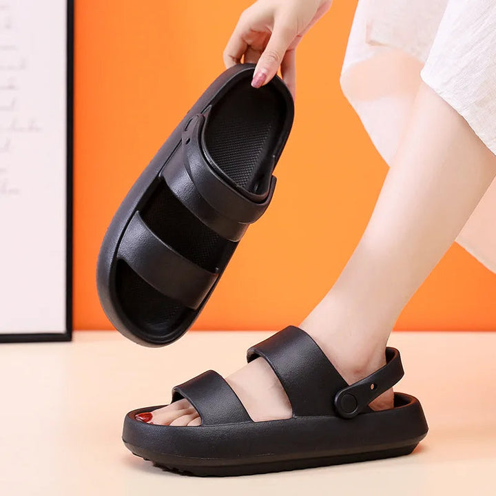 Mirla | Ortopeder Sandaler Comfort Plus Tofflor med Dubbelremmar Vadderade, Avslappnade Slip-On-Sandaler-Eva Jonsson