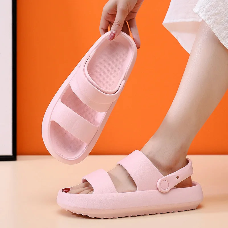 Mirla | Ortopeder Sandaler Comfort Plus Tofflor med Dubbelremmar Vadderade, Avslappnade Slip-On-Sandaler-Eva Jonsson