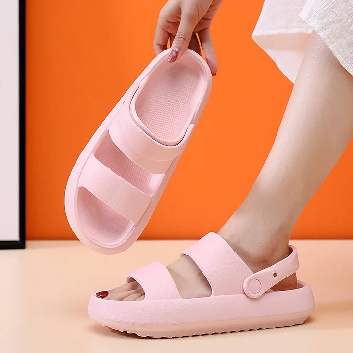 Mirla | Ortopeder Sandaler Comfort Plus Tofflor med Dubbelremmar Vadderade, Avslappnade Slip-On-Sandaler-Eva Jonsson