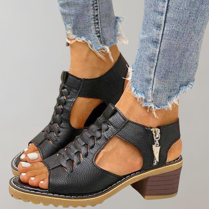 Mirla | Ortopediska sandaler med klack Bekväma sandaler för damer med spetsdesign-Eva Jonsson