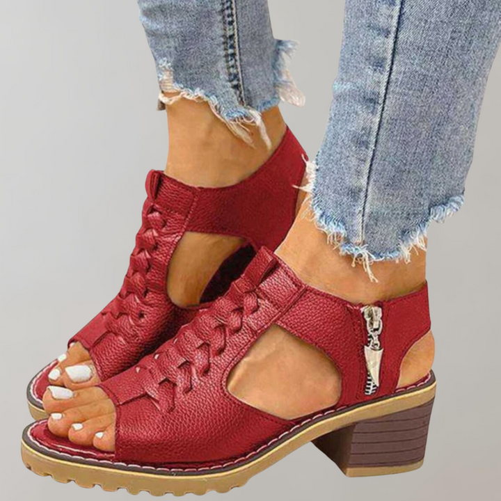Mirla | Ortopediska sandaler med klack Bekväma sandaler för damer med spetsdesign-Eva Jonsson
