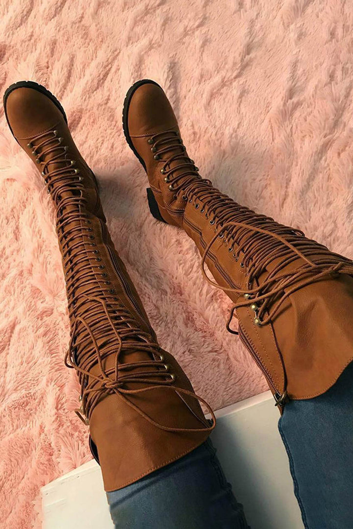 Mirla | Over-the-knee stövlar med snörning-Eva Jonsson