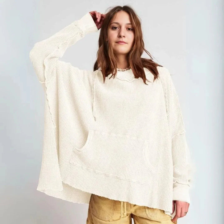Mirla | Överdimensionerad Våffelstickad Hoodie-Eva Jonsson