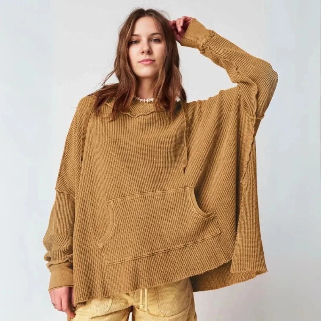 Mirla | Överdimensionerad Våffelstickad Hoodie-Eva Jonsson