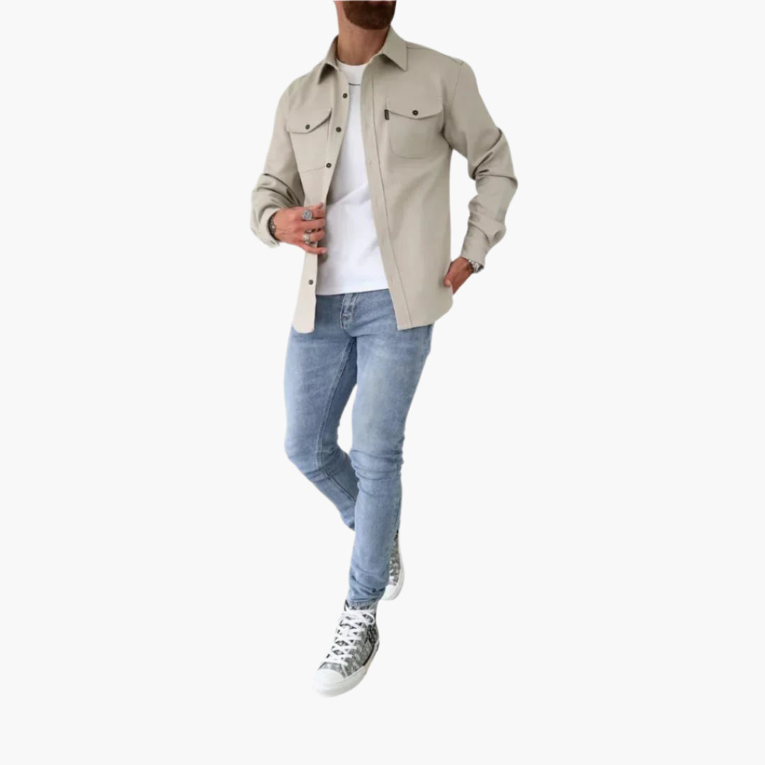 Mirla | Overshirt Jacka - Modernt Knappgenomgång Skjortjacka för Fritid och Affärsbruk-Eva Jonsson