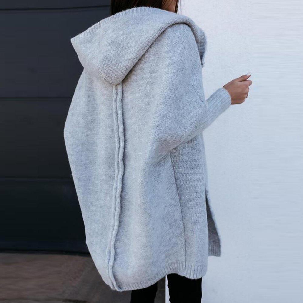 Mirla | Oversize Boxy-Långärmad Stickjacka med Huva-Eva Jonsson