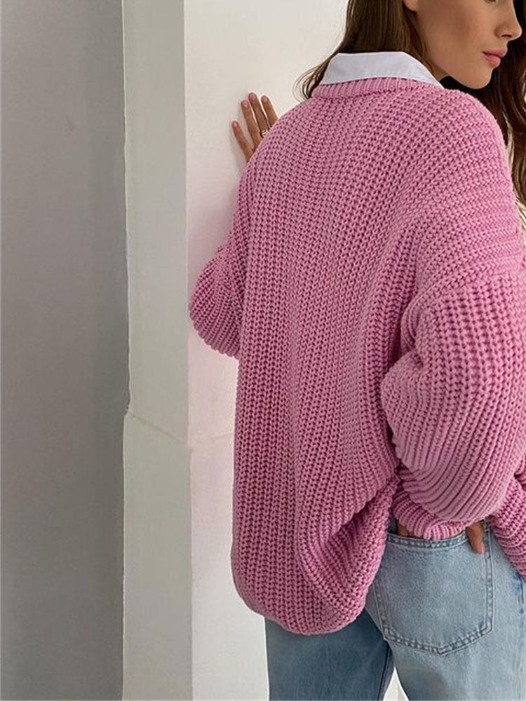 Mirla | Oversize Grovstickad Tröja för Damer-Eva Jonsson