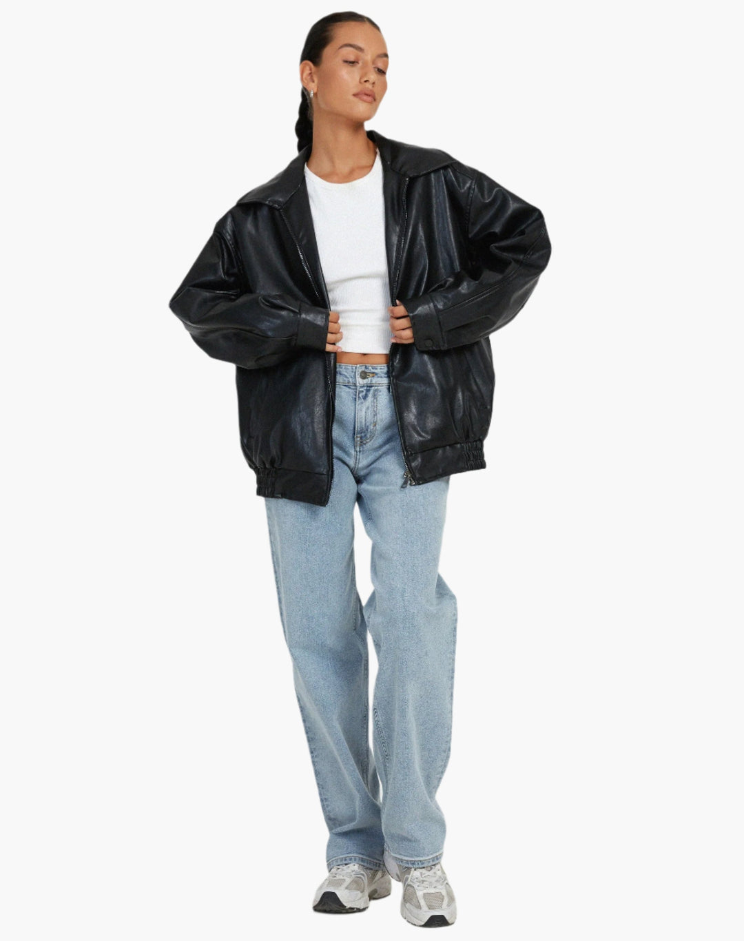 Mirla | Oversize Konstläderjacka - Moderiktig Streetstyle-Look för Fritid & Vardag-Eva Jonsson
