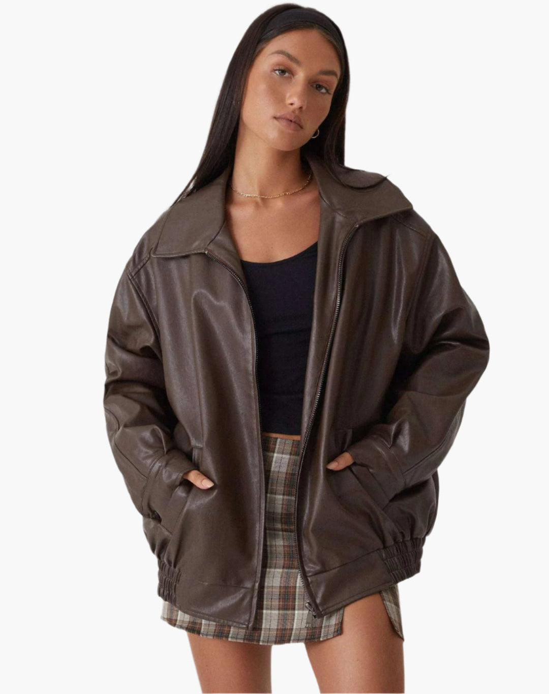 Mirla | Oversize Konstläderjacka - Moderiktig Streetstyle-Look för Fritid & Vardag-Eva Jonsson