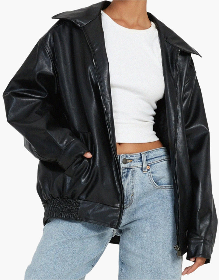 Mirla | Oversize Konstläderjacka - Moderiktig Streetstyle-Look för Fritid & Vardag-Eva Jonsson