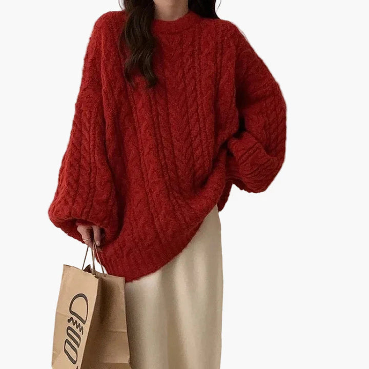 Mirla | Oversize Stickad Tröja I Löst Koreanskt Stil - Bekväm Vardaglig Look-Eva Jonsson