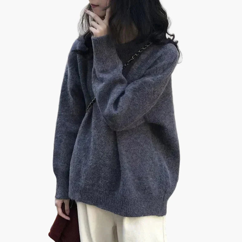 Mirla | Oversize Stickad Tröja Retro-Look Fritid Höst Vinter-Eva Jonsson
