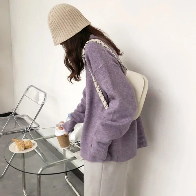 Mirla | Oversize Stickad Tröja Retro-Look Fritid Höst Vinter-Eva Jonsson