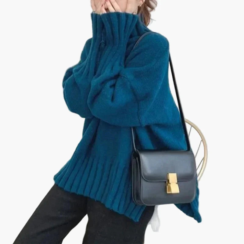 Mirla | Oversize Sweater med Hög Krage - Moderiktig Koreansk Stil för Höst och Vinter-Eva Jonsson