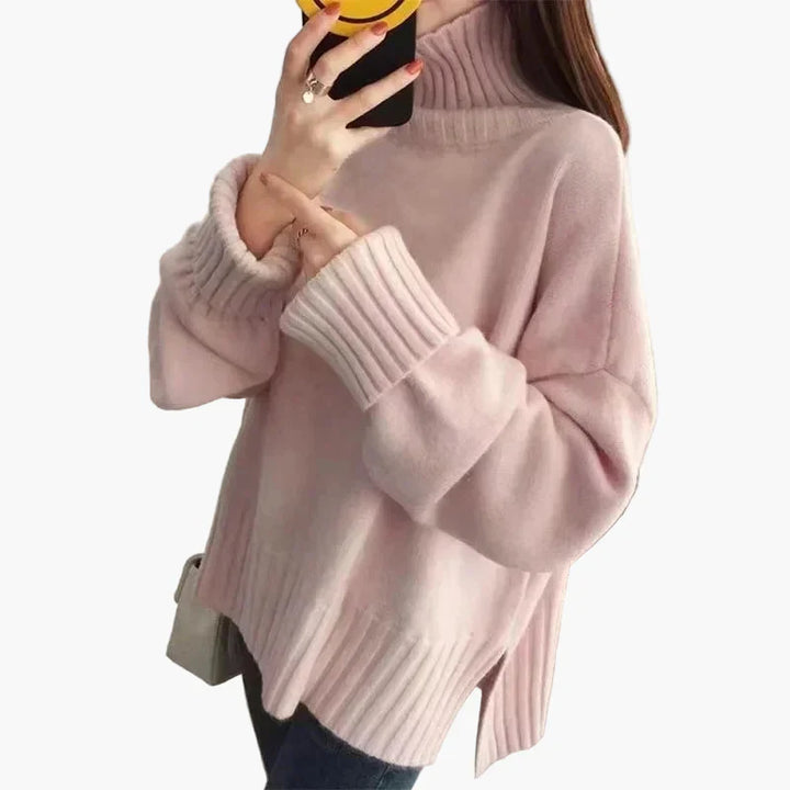 Mirla | Oversize Sweater med Hög Krage - Moderiktig Koreansk Stil för Höst och Vinter-Eva Jonsson