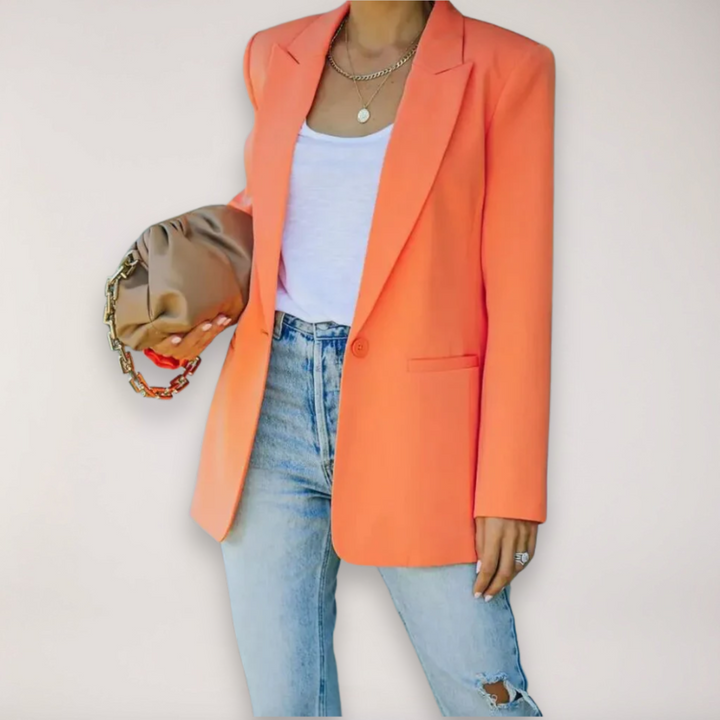 Mirla | Oversized Blazer – Enknäppt med Slagkrage Jacka för Elegant Lagerställning-Eva Jonsson