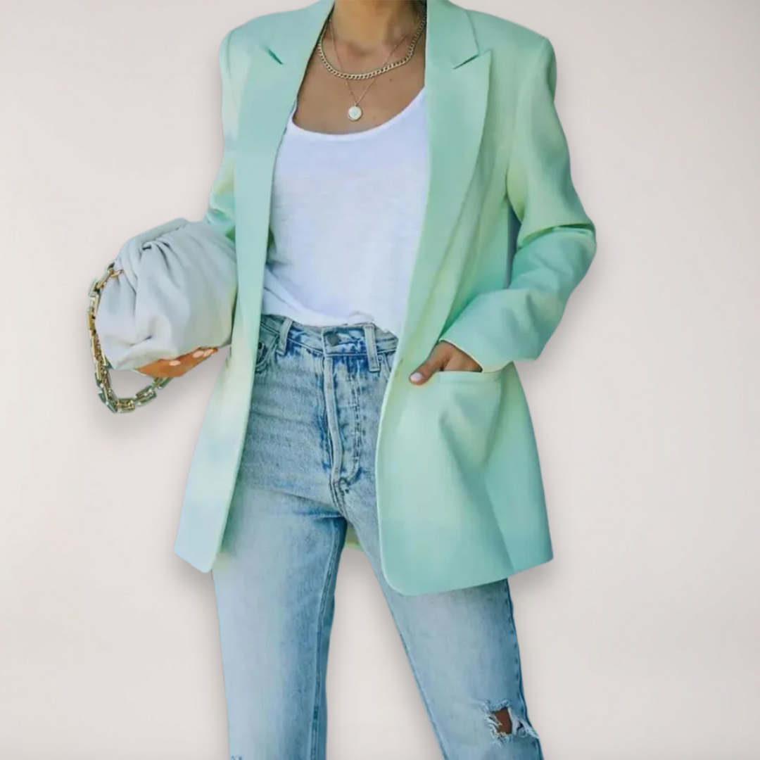 Mirla | Oversized Blazer – Enknäppt med Slagkrage Jacka för Elegant Lagerställning-Eva Jonsson