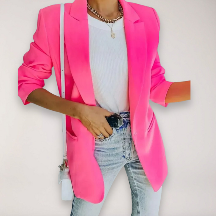 Mirla | Oversized Blazer – Enknäppt med Slagkrage Jacka för Elegant Lagerställning-Eva Jonsson