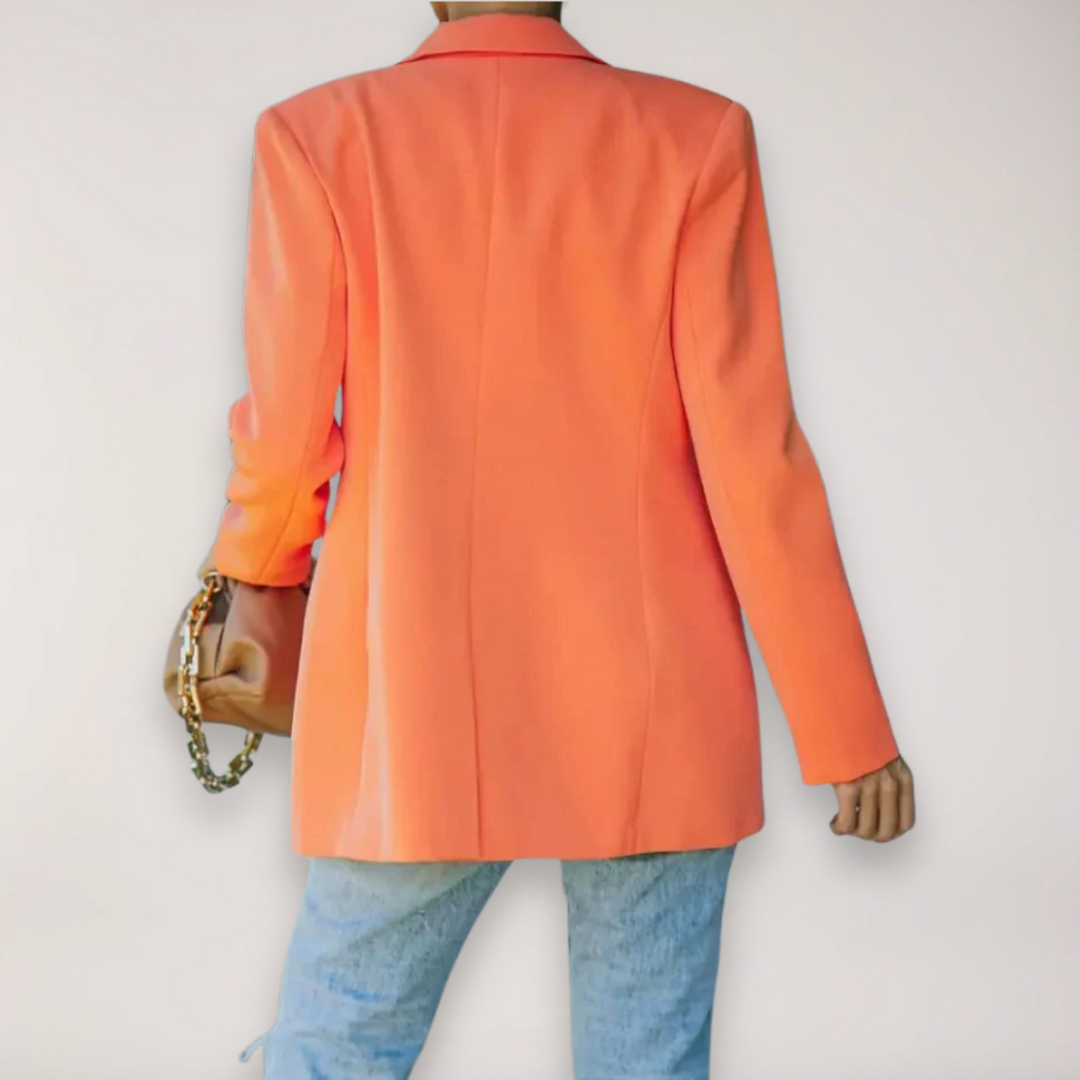 Mirla | Oversized Blazer – Enknäppt med Slagkrage Jacka för Elegant Lagerställning-Eva Jonsson