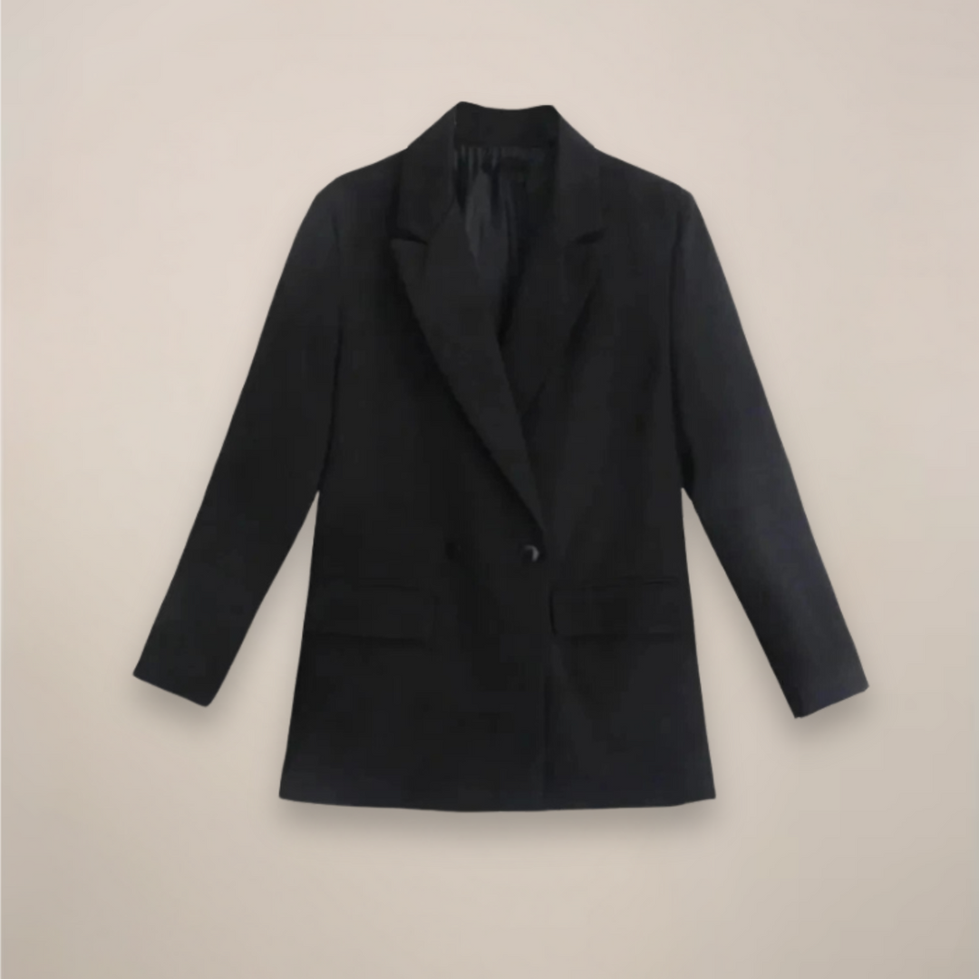 Mirla | Oversized Dubbelknäppt Blazer Kappa – Lång Smart Jacka för Höst/Vinter-Eva Jonsson