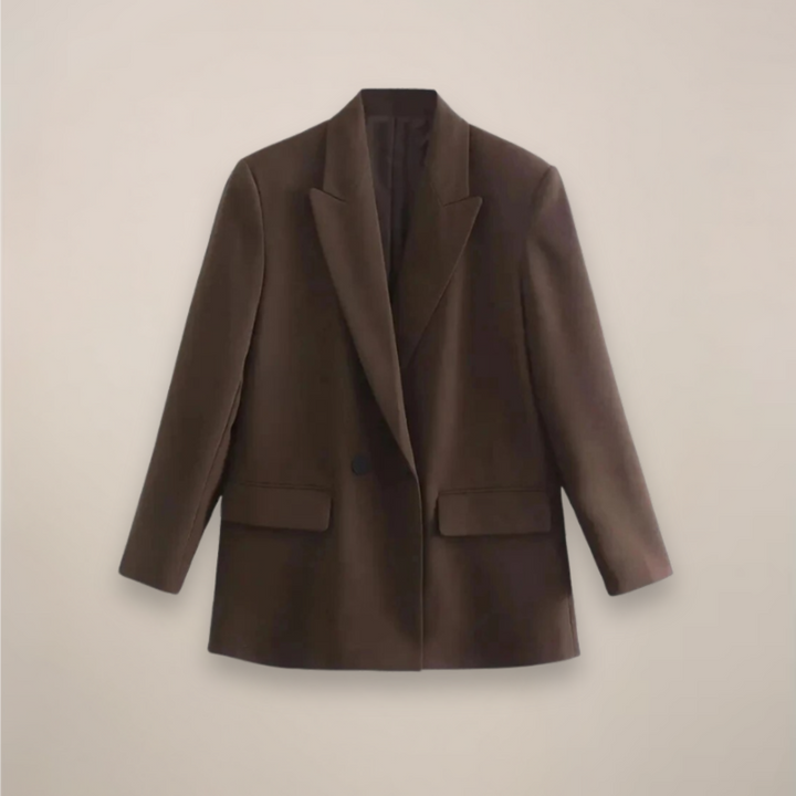 Mirla | Oversized Dubbelknäppt Blazer Kappa – Lång Smart Jacka för Höst/Vinter-Eva Jonsson