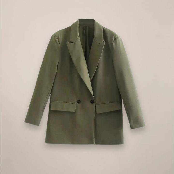 Mirla | Oversized Dubbelknäppt Blazer Kappa – Lång Smart Jacka för Höst/Vinter-Eva Jonsson