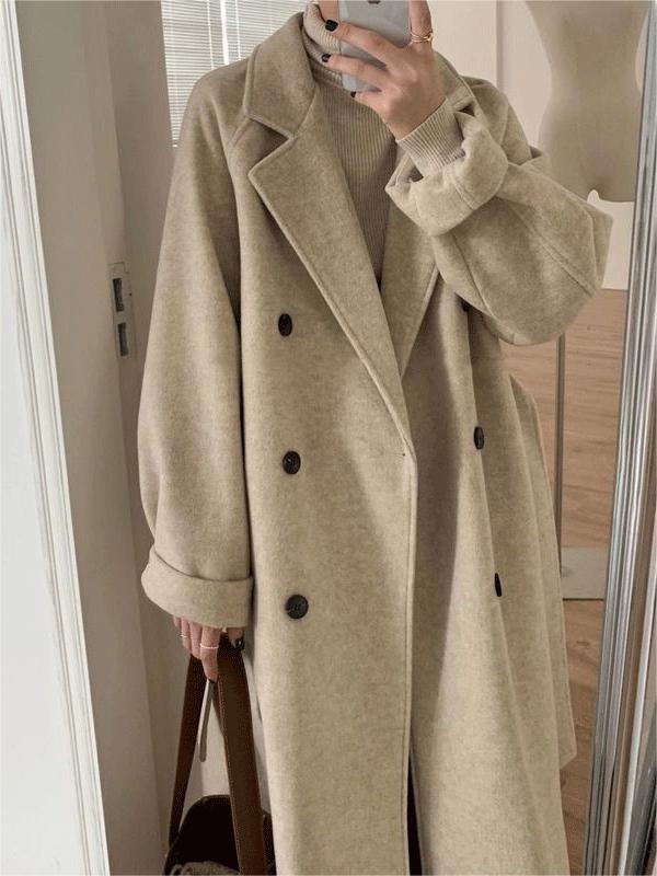 Mirla | Oversized Lång Kappa med Reverskrage och Bälte-Eva Jonsson