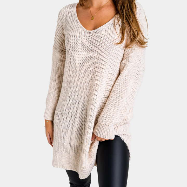 Mirla | Oversized Stickad Damtröja-Eva Jonsson