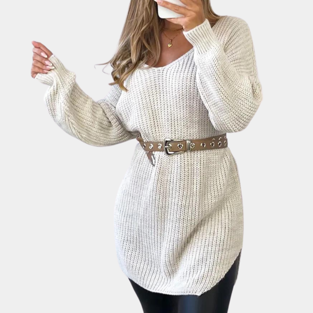 Mirla | Oversized Stickad Damtröja-Eva Jonsson