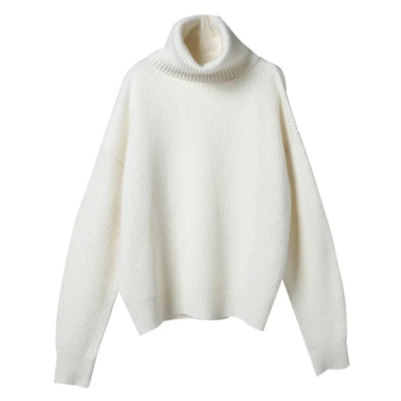 Mirla | Oversized Stil Rullkrage Tröja för Fritid och Kontor-Eva Jonsson