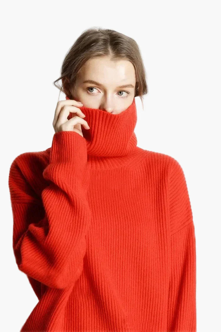 Mirla | Oversized Stil Rullkrage Tröja för Fritid och Kontor-Eva Jonsson