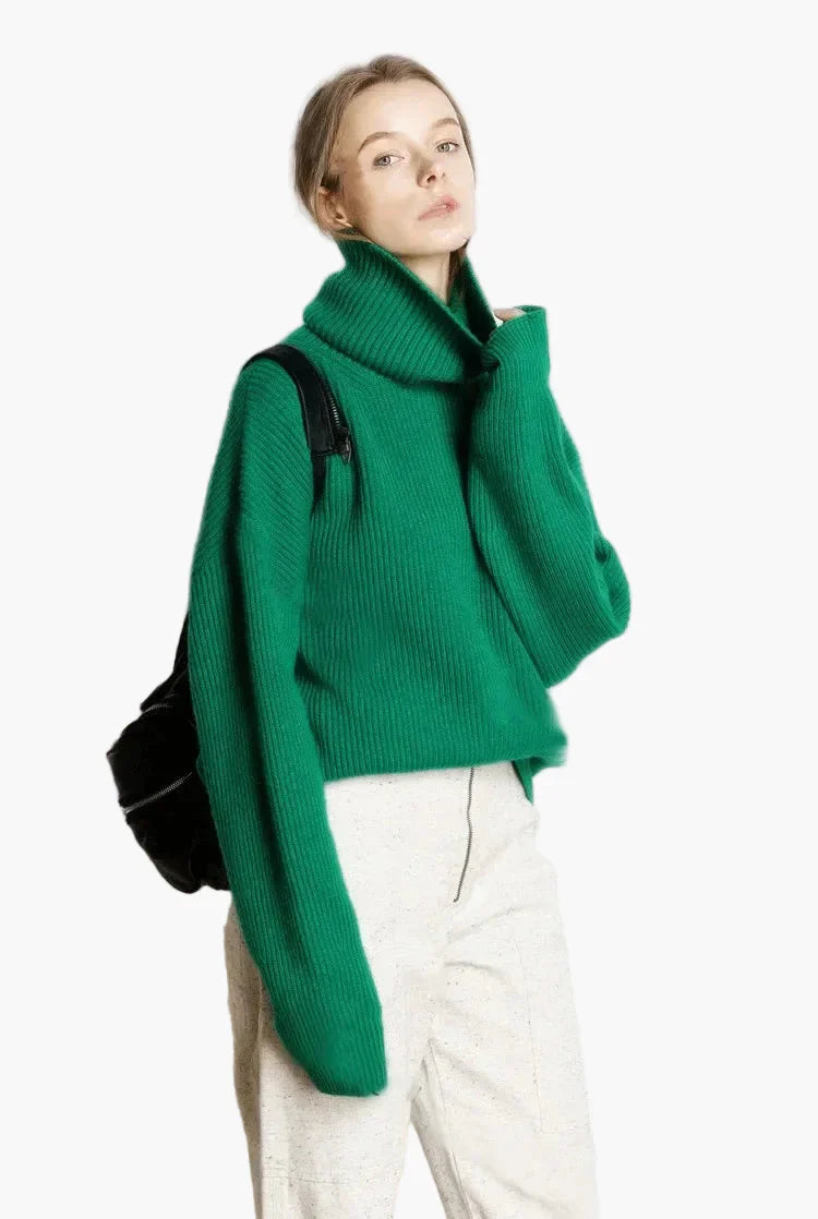 Mirla | Oversized Stil Rullkrage Tröja för Fritid och Kontor-Eva Jonsson