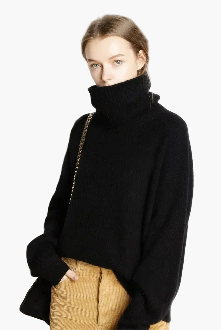 Mirla | Oversized Stil Rullkrage Tröja för Fritid och Kontor-Eva Jonsson
