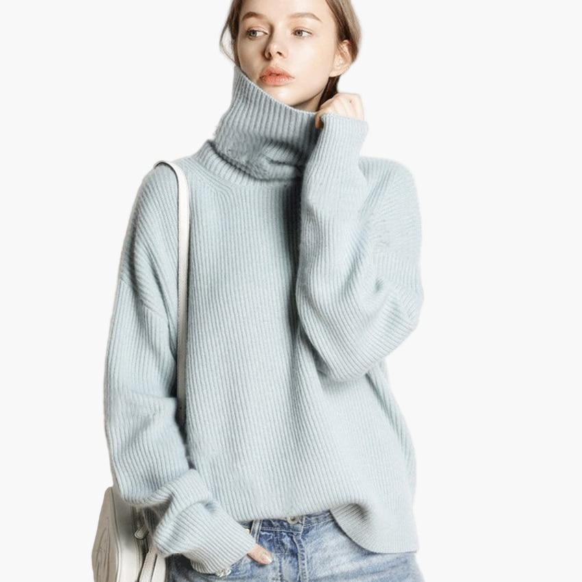 Mirla | Oversized Stil Rullkrage Tröja för Fritid och Kontor-Eva Jonsson