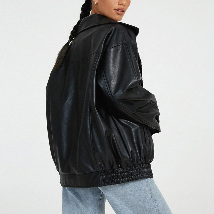 Mirla | Oversized läderjacka-Eva Jonsson