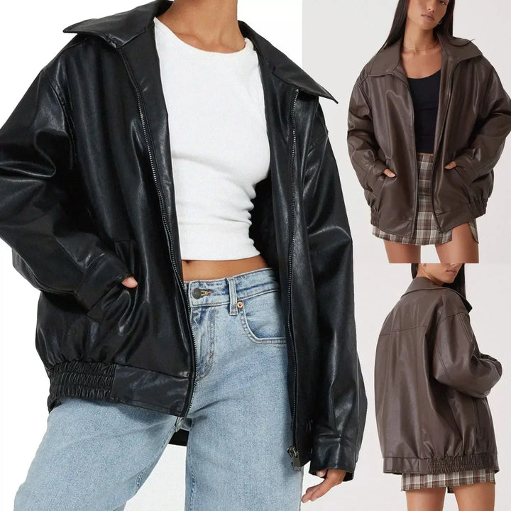 Mirla | Oversized läderjacka-Eva Jonsson