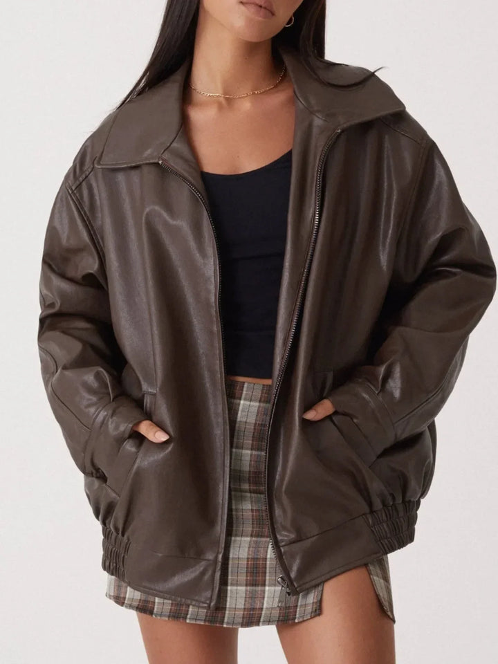 Mirla | Oversized läderjacka-Eva Jonsson