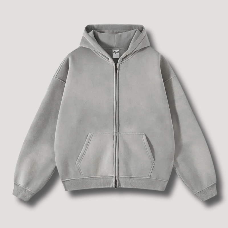Mirla | Överstor Hoodie med Dragkedja och Avskuren Huva-Eva Jonsson