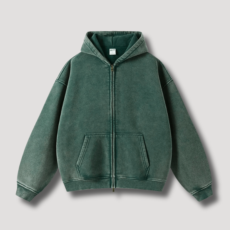 Mirla | Överstor Hoodie med Dragkedja och Avskuren Huva-Eva Jonsson
