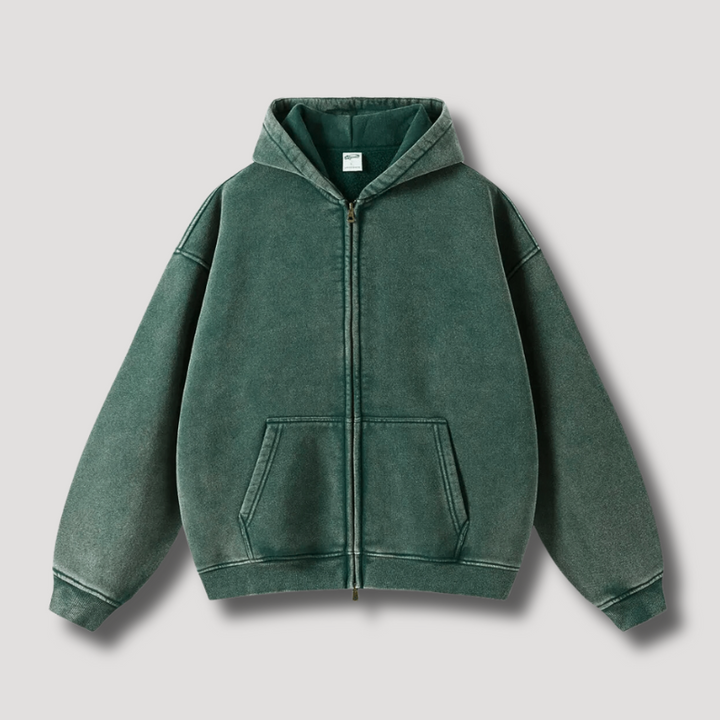 Mirla | Överstor Hoodie med Dragkedja och Avskuren Huva-Eva Jonsson