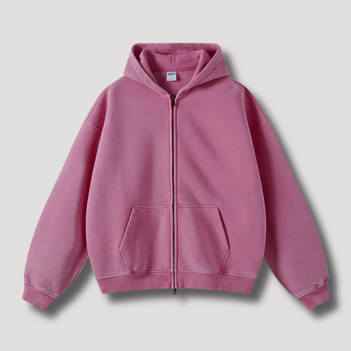 Mirla | Överstor Hoodie med Dragkedja och Avskuren Huva-Eva Jonsson