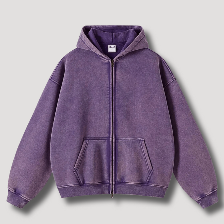 Mirla | Överstor Hoodie med Dragkedja och Avskuren Huva-Eva Jonsson