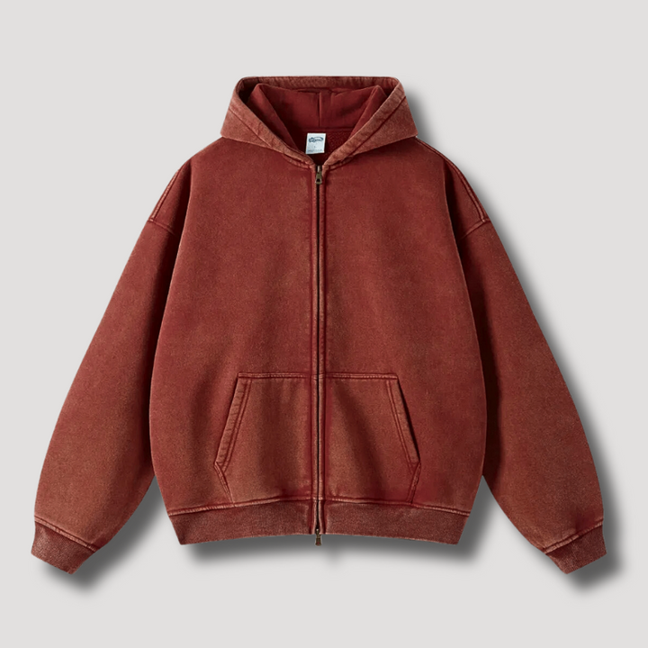 Mirla | Överstor Hoodie med Dragkedja och Avskuren Huva-Eva Jonsson
