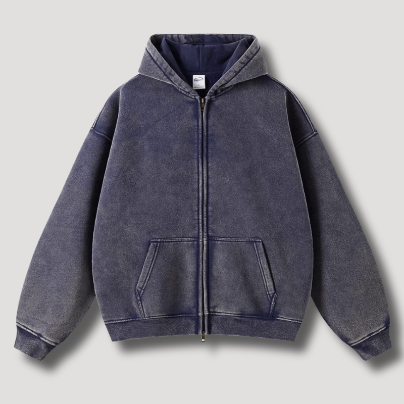 Mirla | Överstor Hoodie med Dragkedja och Avskuren Huva-Eva Jonsson
