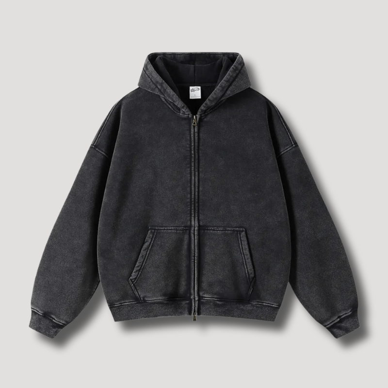 Mirla | Överstor Hoodie med Dragkedja och Avskuren Huva-Eva Jonsson