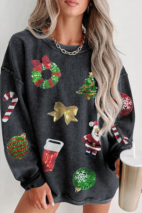 Mirla | Paljetter Jul Grafiktröja Sweatshirt-Eva Jonsson