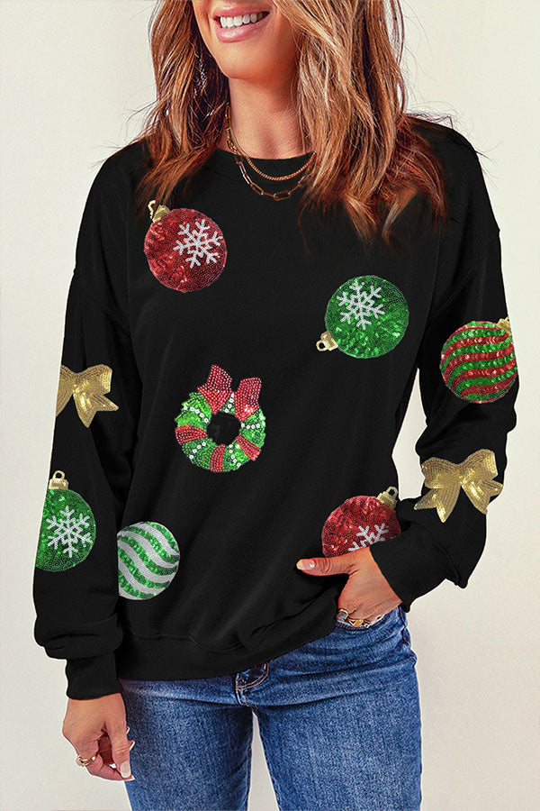 Mirla | Paljetter Jul Grafiktröja Sweatshirt-Eva Jonsson
