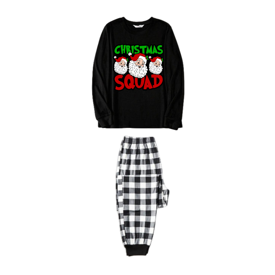 Mirla | Par Svart-Vit Rutigt Pyjamas Santa Squad och Julfarbror Tryck-Eva Jonsson